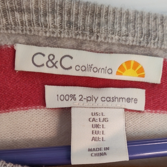 C&C California Colorful Striped Cashmere Sweater - Picture 2 of 4